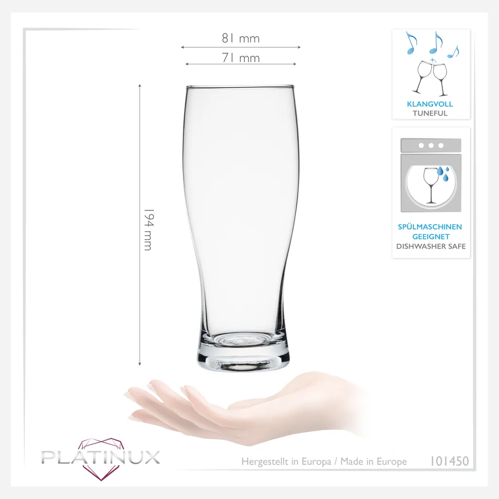 Biergläser 500ml (max. 640ml) Set 6-Teilig Bierseidel Weizengläser 0,5L Glas 3 Biergläser 500ml (max. 640ml) Set 6-Teilig Bierseidel Weizengläser 0,5L Glas – Bild 3