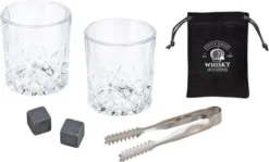 Whisky Geschenkset Nicht Nur Für Whisky Liebhaber:innen, 8 Granit Whisky Steine, 2 Whiskygläser, Eiswürfelzange Und Samtbeutel In Toller Holz Geschenkbox. Neidfaktor Inclusive -Küche Produkt Geschäft 04a752880ff5dbc4fa1d99a8a5dd7b63