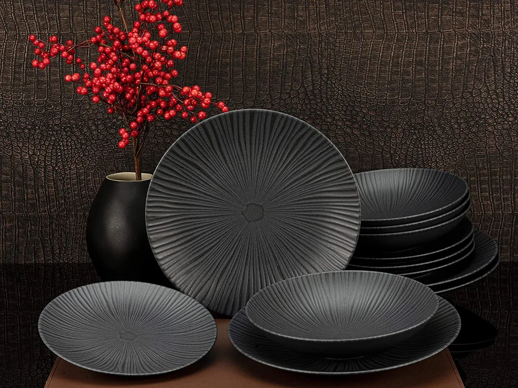 CreaTable 23211 Tafelservice Elements Collection Vesuvio Black Für 4 Personen, Steinzeug, Schwarz/grau (1 Set, 12-teilig) 18 CreaTable 23211 Tafelservice Elements Collection Vesuvio Black Für 4 Personen, Steinzeug, Schwarz/grau (1 Set, 12-teilig) – Bild 18