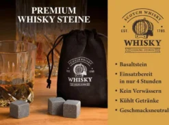 Whisky Geschenkset Nicht Nur Für Whisky Liebhaber:innen, 8 Granit Whisky Steine, 2 Whiskygläser, Eiswürfelzange Und Samtbeutel In Toller Holz Geschenkbox. Neidfaktor Inclusive -Küche Produkt Geschäft 0deb79e4cc601bf0290447d2d2dc2fa5