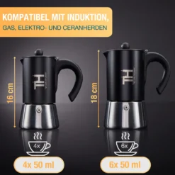 Thiru Espressokocher Induktion L Premium Mokkakanne Aus Edelstahl Inkl. Toolset (Silber, 4 Tassen (200ml)) -Küche Produkt Geschäft 1974bc1ccef9ac15af5d93dae2244a25