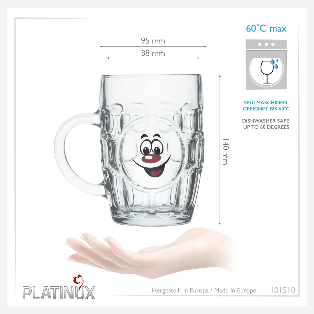 Biergläser 0,5L (max 700ml) Mit Henkel Und Lustigen Motiven Set 6 Teilig Bierkrug Karnevalsgläser 3 Biergläser 0,5L (max 700ml) Mit Henkel Und Lustigen Motiven Set 6 Teilig Bierkrug Karnevalsgläser – Bild 3