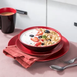 Vancasso Tafelservice Steinzeug, Allegro 16 Teiliges Essgeschirr Kombiservice, Handbemaltes Geschirrset Für 4 Personen, Vintage Rot -Küche Produkt Geschäft 1b83342f95e6ac927fdabdaa7d543ab2