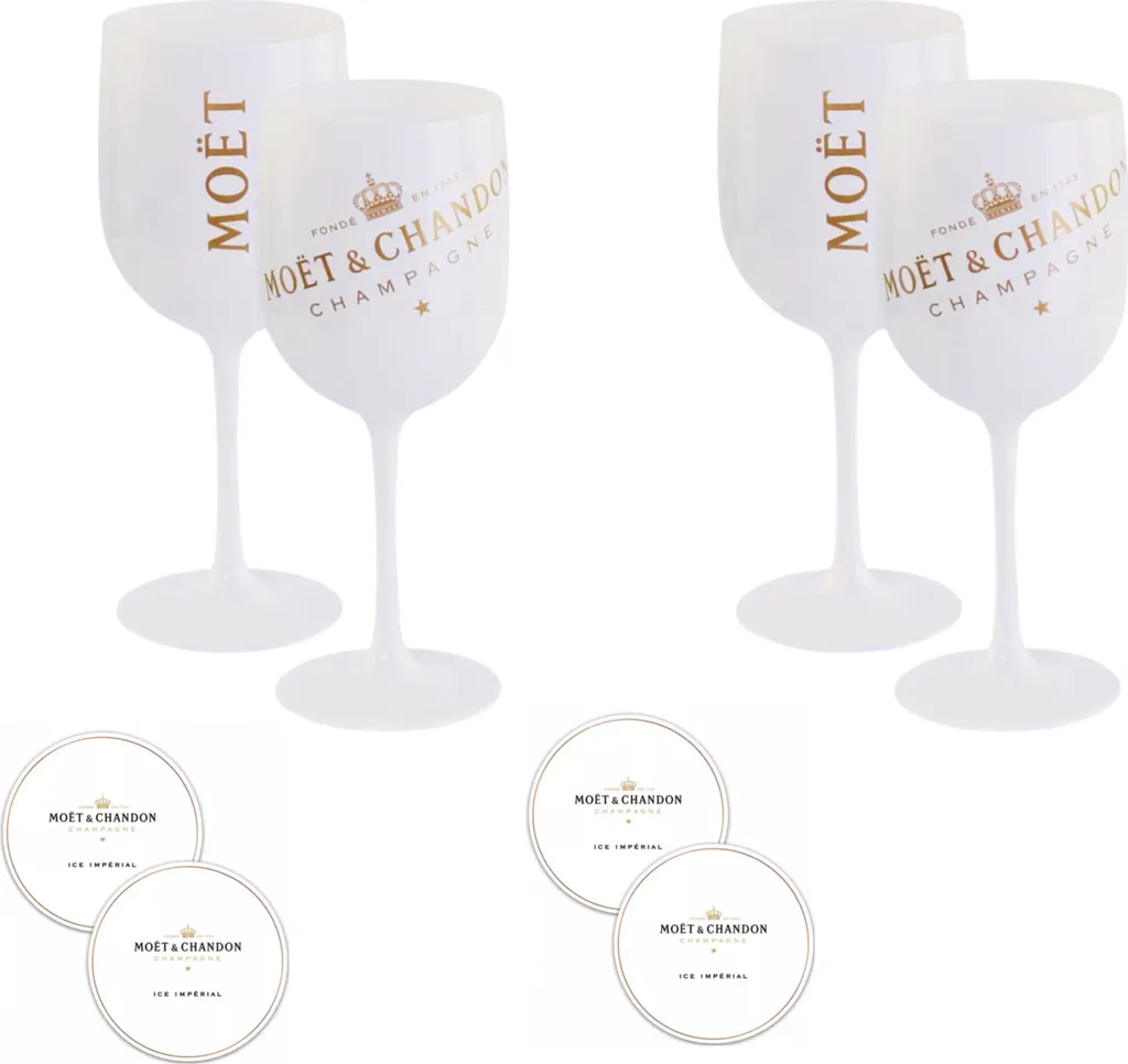 Moët & Chandon Champagnergläser ICE IMPERIAL 450ml Aus Acryl Set Mit 4 Gläsern Inkl. Untersetzer 1 Moët & Chandon Champagnergläser ICE IMPERIAL 450ml Aus Acryl Set Mit 4 Gläsern Inkl. Untersetzer