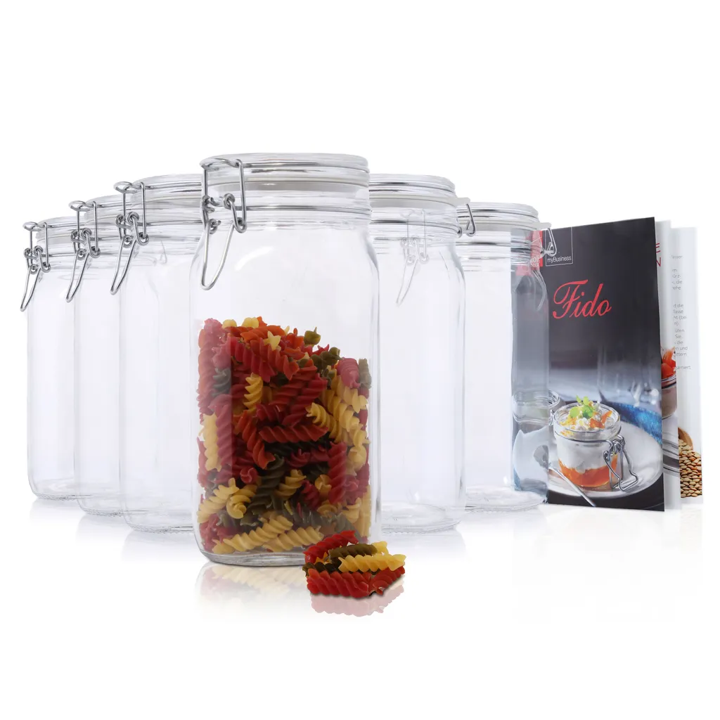 6er Set Einmachglas Bügelverschluss Original Fido 1,5L Vorratsgläser Incl. Bormioli Rezeptheft 1 6er Set Einmachglas Bügelverschluss Original Fido 1,5L Vorratsgläser Incl. Bormioli Rezeptheft