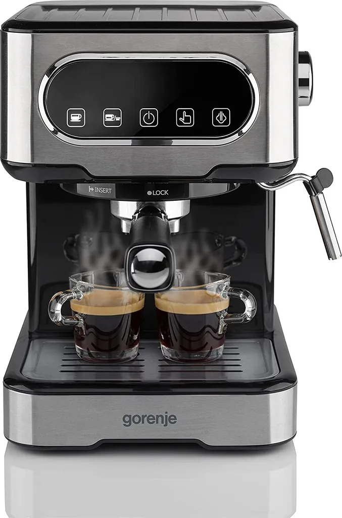 Gorenje ESCM 15 DBK Espressomaschine Mit Siebträger/Professioneller Milchaufschäumer Für Cremigen Capuccino/TouchControl/TemperatureControl/EasyClean/1,5 L Wassertank/1100 W/30 Cm/15 Bar/Edelstahl 1 Gorenje ESCM 15 DBK Espressomaschine Mit Siebträger/Professioneller Milchaufschäumer Für Cremigen Capuccino/TouchControl/TemperatureControl/EasyClean/1,5 L Wassertank/1100 W/30 Cm/15 Bar/Edelstahl