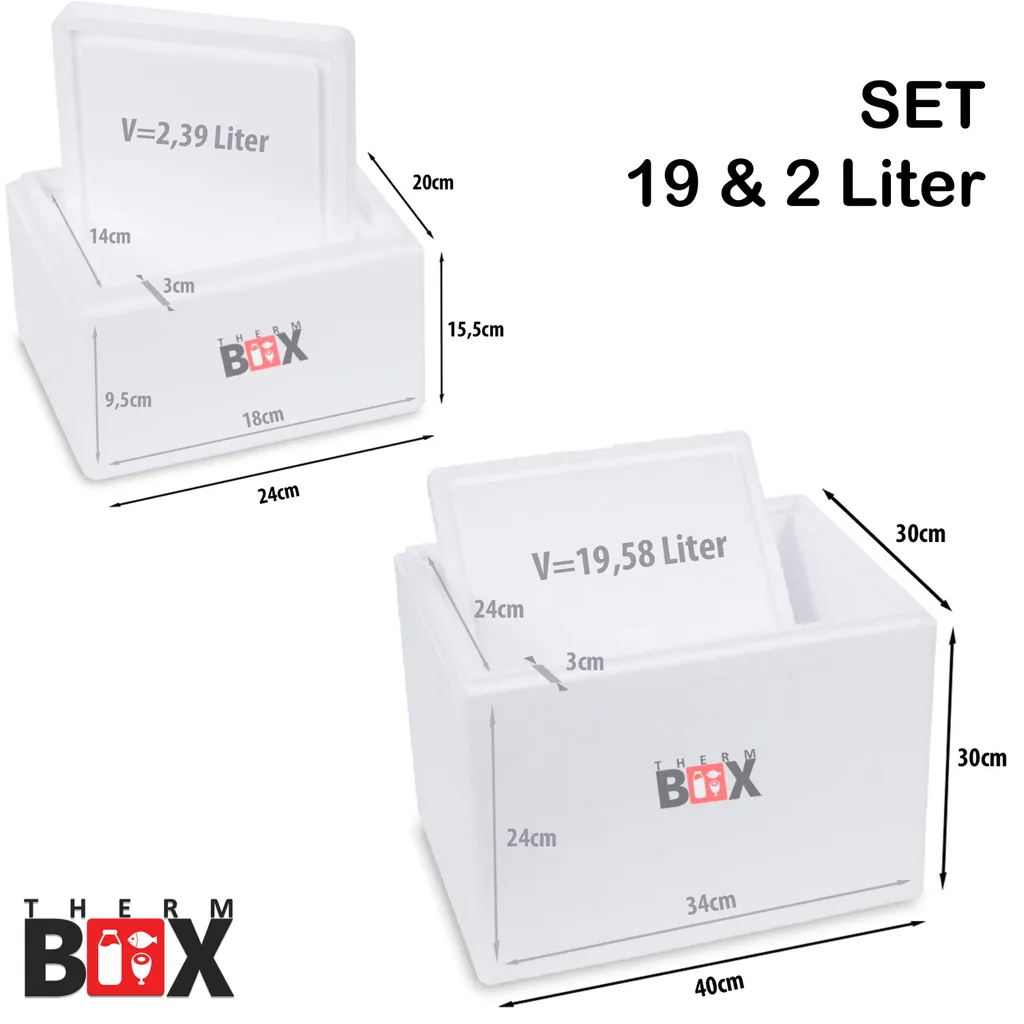 THERM BOX SET 19 & 2 Liter Styroporbox Mit Deckel Thermobox Für Essen & Getränke - Styropor Kühlbox Warmhaltebox 2 THERM BOX SET 19 & 2 Liter Styroporbox Mit Deckel Thermobox Für Essen & Getränke - Styropor Kühlbox Warmhaltebox – Bild 2