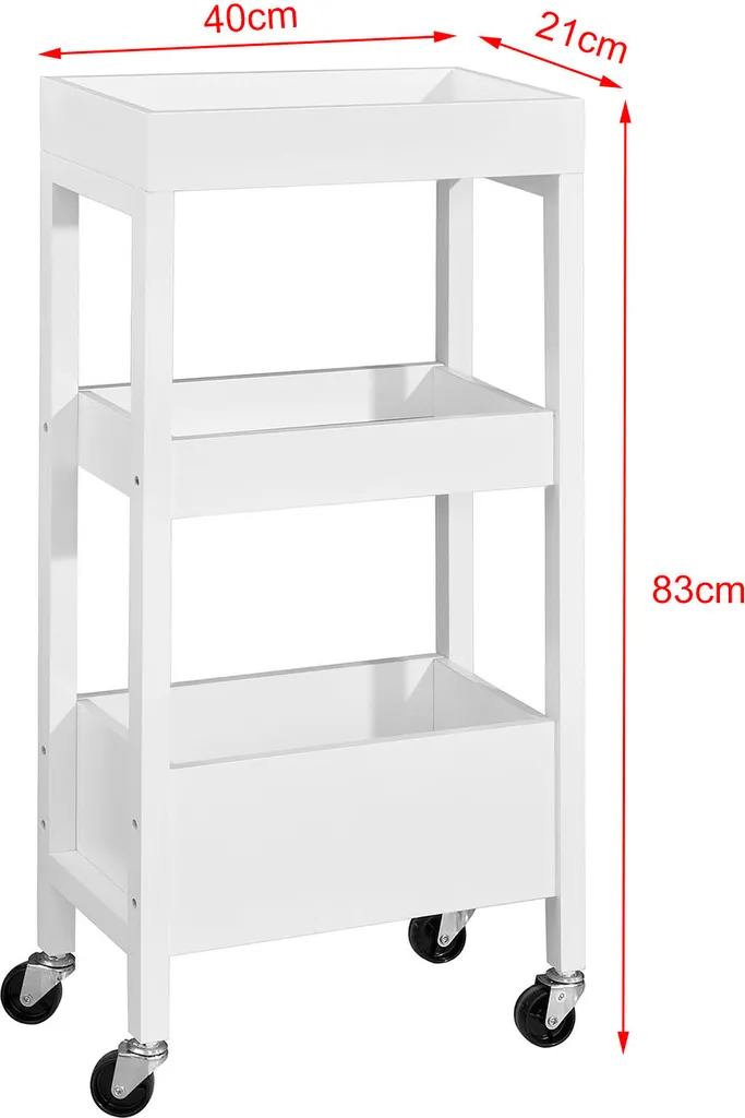 SoBuy® Rollwagen Mit 3 Fächern Nischenwagen Badrollwagen Küchenregal Küchenwagen, Weiß,FKW49-W 7 SoBuy® Rollwagen Mit 3 Fächern Nischenwagen Badrollwagen Küchenregal Küchenwagen, Weiß,FKW49-W – Bild 7
