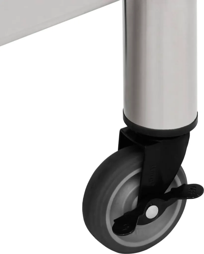 VidaXL Küchen-Arbeitstisch Mit Rollen 100x60x85 Cm Edelstahl 7 VidaXL Küchen-Arbeitstisch Mit Rollen 100x60x85 Cm Edelstahl – Bild 7