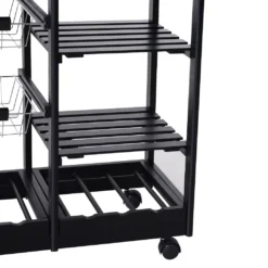 HOMCOM Küchenwagen Servierwagen Mit Ausziehbarem Korb Schublade Küchenrollwagen Weinablage Küchentrolley Holz Schwarz 74 X 37 X 76 Cm 15 HOMCOM Küchenwagen Servierwagen Mit Ausziehbarem Korb Schublade Küchenrollwagen Weinablage Küchentrolley Holz Schwarz 74 X 37 X 76 Cm -Küche Produkt Geschäft 2f279387232442b608241f4c8077d34b