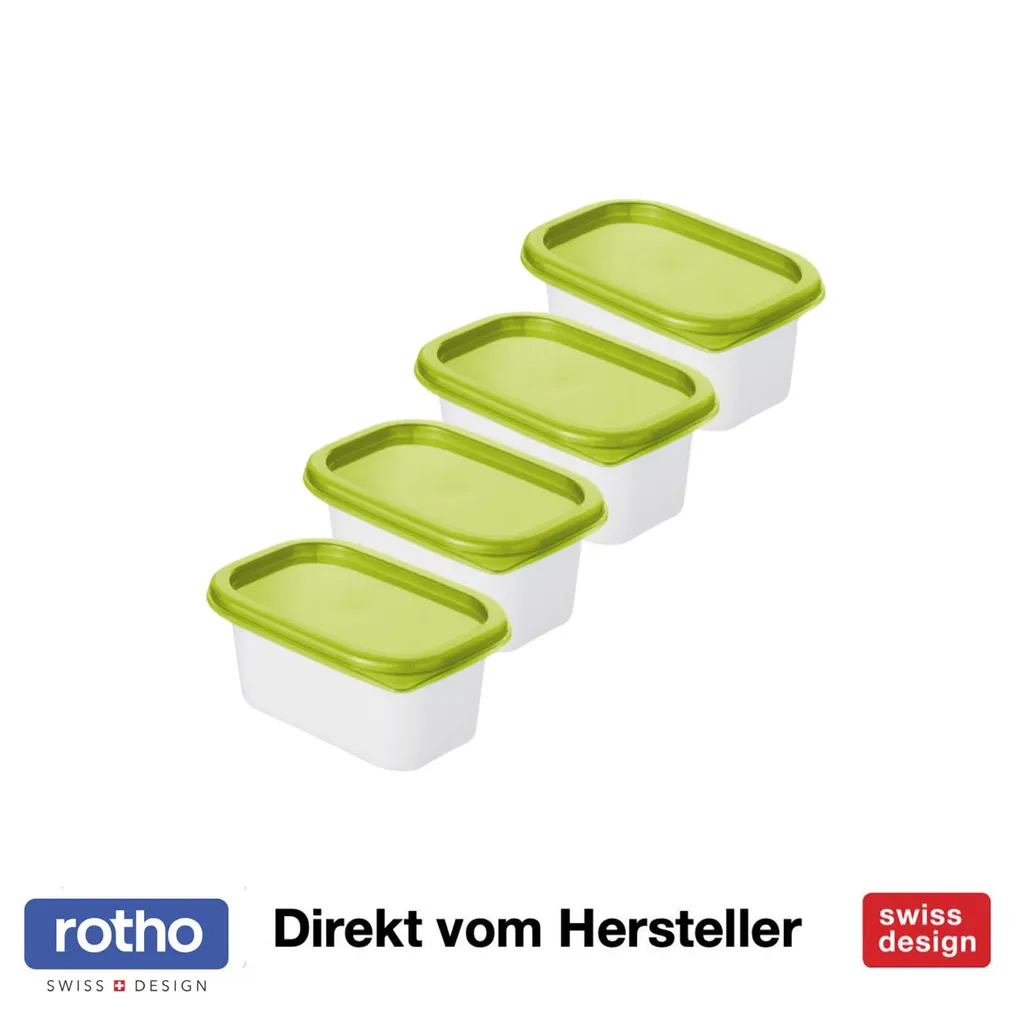 ROTHO Set Gefrierdosen 4 X 0.2 L DOMINO, Farbe:Limettengrün 1 ROTHO Set Gefrierdosen 4 X 0.2 L DOMINO, Farbe:Limettengrün