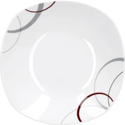 Tafelservice Palazzo 12tlg. - Weiß MitNachbildung-Kreisen In Grau Und Dunkelrot - Für 6 Personen -Küche Produkt Geschäft 359508a836fdd14af2712d14574324ad