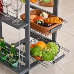 HOMCOM Küchenwagen Auf Rädern, Rollwagen Mit 2 Regalen, Servierwagen, Bastelwagen Mit Arbeitsplatte Und Gewürzregal, Rollregal Für Küche, Esszimmer, Kiefernholz, Grau, 47 X 37 X 83 Cm 20 HOMCOM Küchenwagen Auf Rädern, Rollwagen Mit 2 Regalen, Servierwagen, Bastelwagen Mit Arbeitsplatte Und Gewürzregal, Rollregal Für Küche, Esszimmer, Kiefernholz, Grau, 47 X 37 X 83 Cm -Küche Produkt Geschäft 36a2637d5fe3a5a66902595816644304