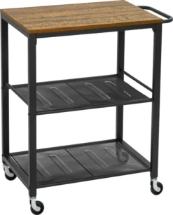 Meerveil Vintage Servierwagen Auf 4 Rollen, Küchenwagen Mit 3 Ebenen, Küchenregal Aus Stabiles Metallgestell, , Rollewagen Mit 2 Gitterebenen, Nachttisch -Küche Produkt Geschäft 3728ebcc518120ea8e520d92a25aa9af