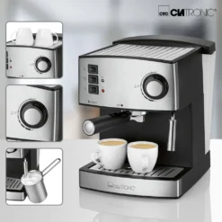 Clatronic ES 3643 Espresso- Und Cappuccino-Automat, 15 Bar Pumpdruck, Tassenvorwärmfunktion, Mit Aufschäum- Und Heißwasserfunktion -Küche Produkt Geschäft 390f0bdb997bc2d5e5dcb368dcc7366b