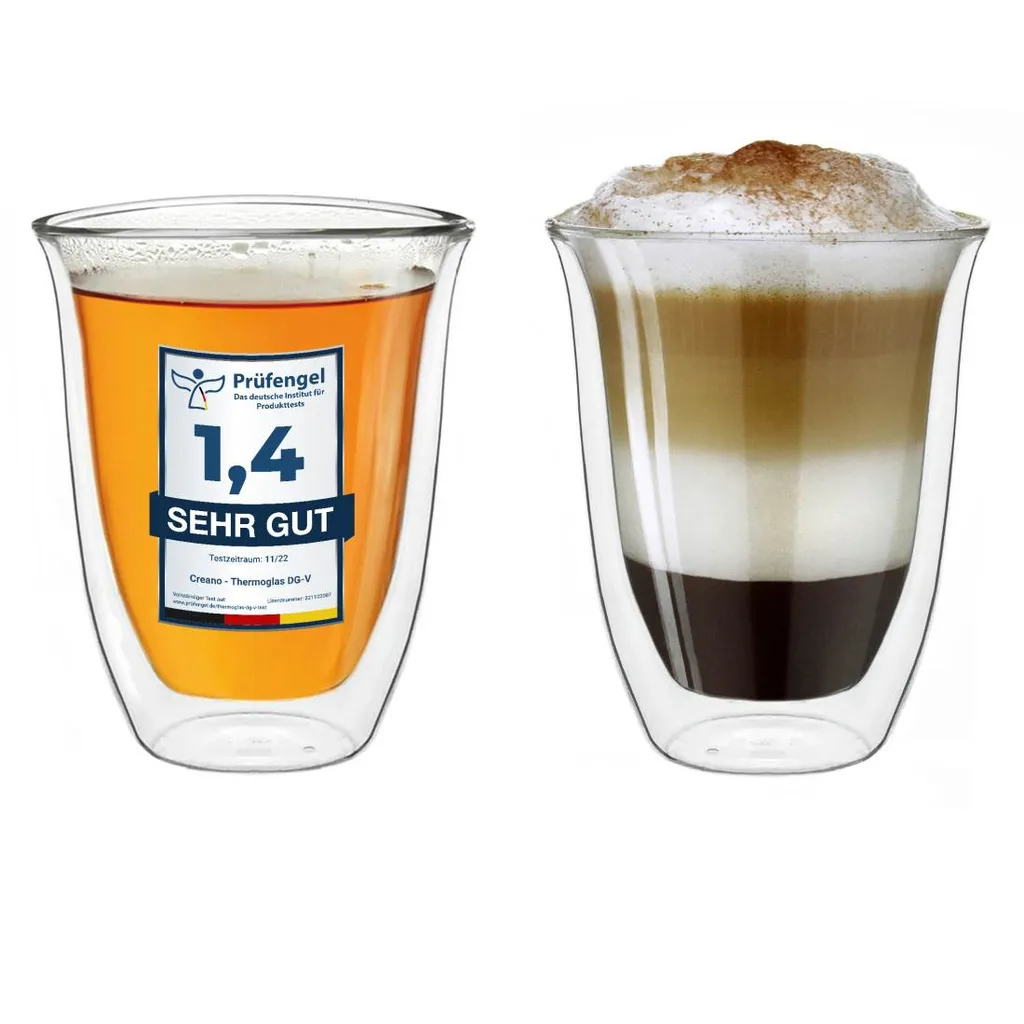 Creano Doppelwandige Gläser 250ml „DG-V“, 2er Set, Thermoglas Doppelwandig Aus Borosilikatglas, Kaffeegläser, Teegläser, Latte Gläser, Doppelwandgläser 1 Creano Doppelwandige Gläser 250ml „DG-V“, 2er Set, Thermoglas Doppelwandig Aus Borosilikatglas, Kaffeegläser, Teegläser, Latte Gläser, Doppelwandgläser