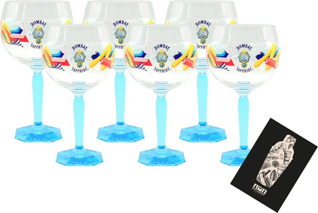 Bombay Sapphire 6er Set Ballon Glas Mit Muster Bunt Cocktail Glas Gläser Eckiger Fuß 1 Bombay Sapphire 6er Set Ballon Glas Mit Muster Bunt Cocktail Glas Gläser Eckiger Fuß