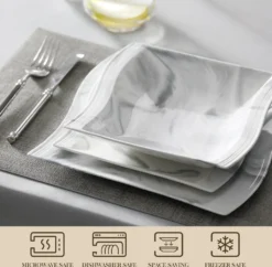 MALACASA, Serie Flora, 30 Tlg. Marmor Porzellan Geschirrset Kombiservice Tafelservice Mit Je 6 Kaffeetassen, 6 Untertassen, 6 Dessertteller, 6 Suppenteller Und 6 Flachteller -Küche Produkt Geschäft 48d7778ca3a442583a015dfa0f106d26