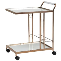 WOHNLING Design Servierwagen Gold 67x80x45 Cm | Mobiler Beistelltisch | Speisewagen Mit Glasplatte | Küchenwagen Milchglas | Teewagen | Mini Bar Auf Rollen -Küche Produkt Geschäft 4a1e0ffdba127da2bd2c278a9dfc297c