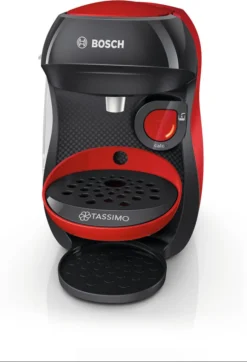 Bosch TASSIMO HAPPY Just Red +20€ Gutschein 1400 Watt +1 Packung Latte Macchiato -Küche Produkt Geschäft 4f803555b5115b337eacb018209acac7