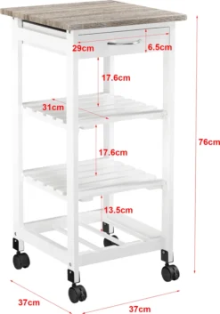 Servierwagen 76 X 37 X 37 Cm Barwagen 3 Ablage 1 Schublade Beistellwagen Allzweckwagen Rollwagen MDF Holzfarben-Weiß [en.casa] -Küche Produkt Geschäft 5a05f569d68f455449a5b526a97d1e6b