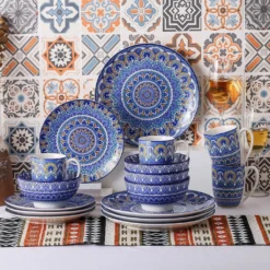 Vancasso Tafelservice Porzellan, Mandala 16 Teiliges Essgeschirr Kombiservice, Handbemaltes Geschirrset Für 4 Personen, Böhmischer Stil -Küche Produkt Geschäft 5b873736b823e020aa4f327d548bf0f6