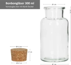 6tlg. Bonbongläserset Korkverschluss 300 Ml Bonboniere Vorratsdose Gewürzglas -Küche Produkt Geschäft 5f20133b61c938406fee89565ea82537