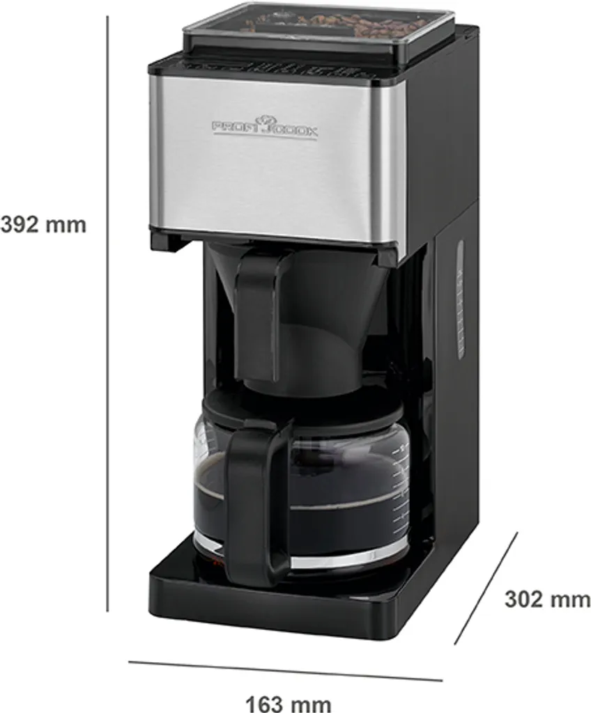 ProfiCook Kaffeeautomat Mit Mahlwerk PC-KA 1138 Edelstahl/schwarz Für 8-10 Tassen 7 ProfiCook Kaffeeautomat Mit Mahlwerk PC-KA 1138 Edelstahl/schwarz Für 8-10 Tassen – Bild 7