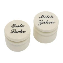 Milchzähne Und Erste Locke Aus Holz Dosen Set Ø 3,5 Cm (klein)