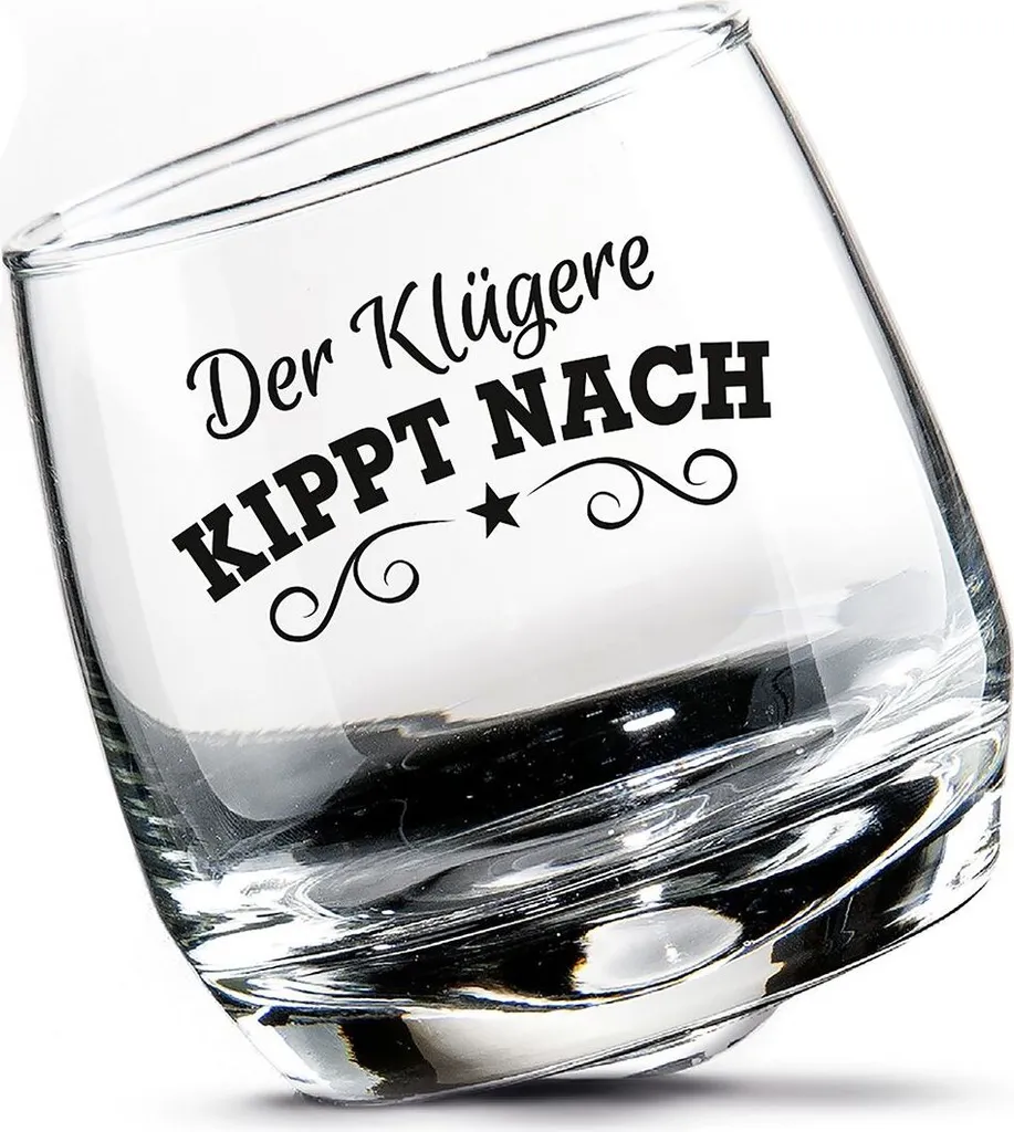Gilde Wackelglas 2er-Set "Der Klügere Kippt Nach" Designgläser 27cl 8,8cm 2 Gilde Wackelglas 2er-Set "Der Klügere Kippt Nach" Designgläser 27cl 8,8cm – Bild 2