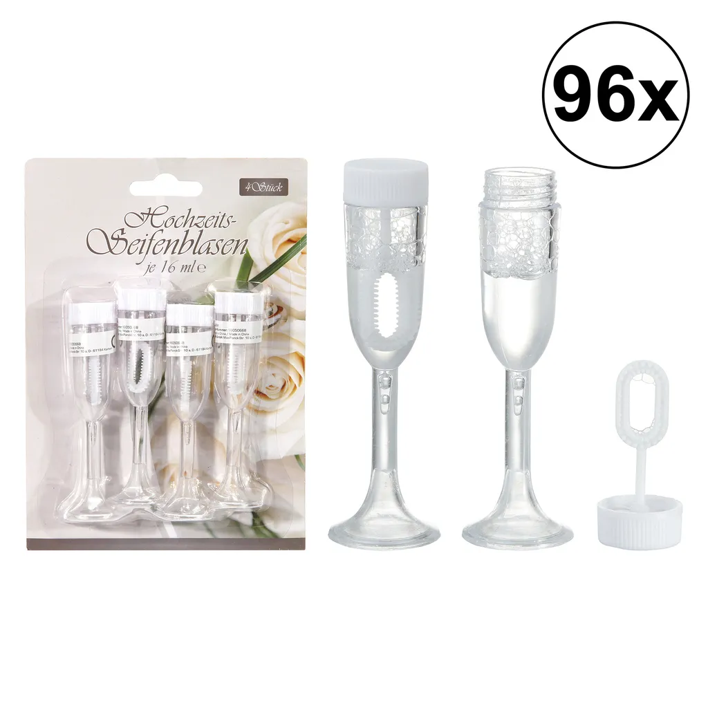 96er Set Hochzeit Seifenblasen "Sektglas", 4er Set 1 96er Set Hochzeit Seifenblasen "Sektglas", 4er Set
