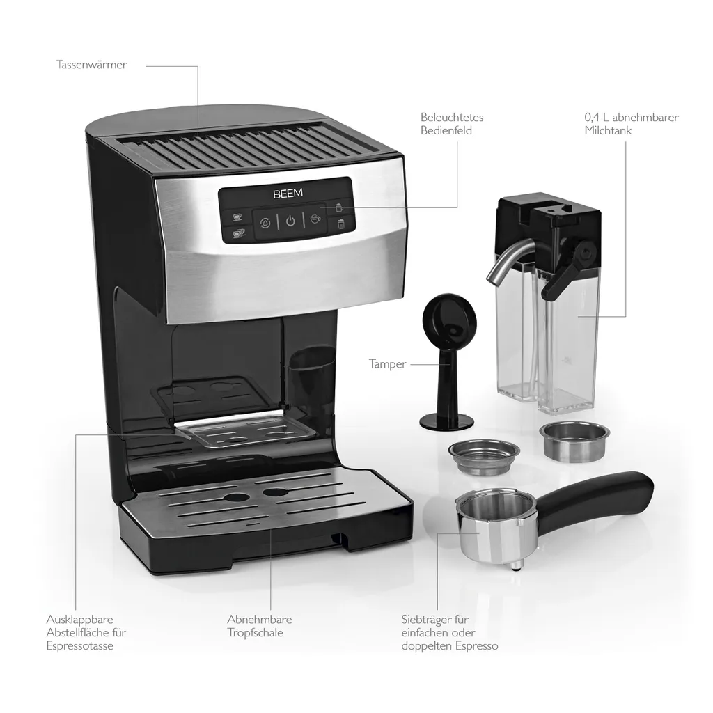 Espressomaschine Siebträger Maschine Barista Edelstahl Milchschaumdüse 20 Bar 3 Espressomaschine Siebträger Maschine Barista Edelstahl Milchschaumdüse 20 Bar – Bild 3