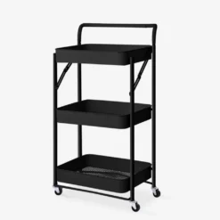 Klappbarer Küchenwagen 3 Etagen Griff Räder Pikas PlusFarbe: Schwarz, Höhe (cm): 89, Breite (cm): 46, Tiefe (cm): 29,5, Zusammensetzung: POWDER COATED IRON, Modelle: PIKAS PLUS, Länge (cm): 29 -Küche Produkt Geschäft 6eb4b64d93edcac4f50fefe6cecd9b63