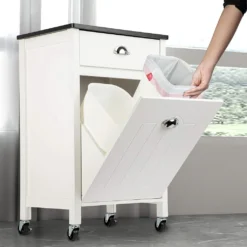 ONVAYA® Küchenwagen Anton Mit Mülleimer | Küchenrollwagen Aus Holz | Beistellwagen Für Die Küche | Nischenwagen Auf Rollen | Mit Schublade & Mülltrennsystem | Weiß 13 ONVAYA® Küchenwagen Anton Mit Mülleimer | Küchenrollwagen Aus Holz | Beistellwagen Für Die Küche | Nischenwagen Auf Rollen | Mit Schublade & Mülltrennsystem | Weiß -Küche Produkt Geschäft 6f03445025a5c4263d25d32d312faf2c