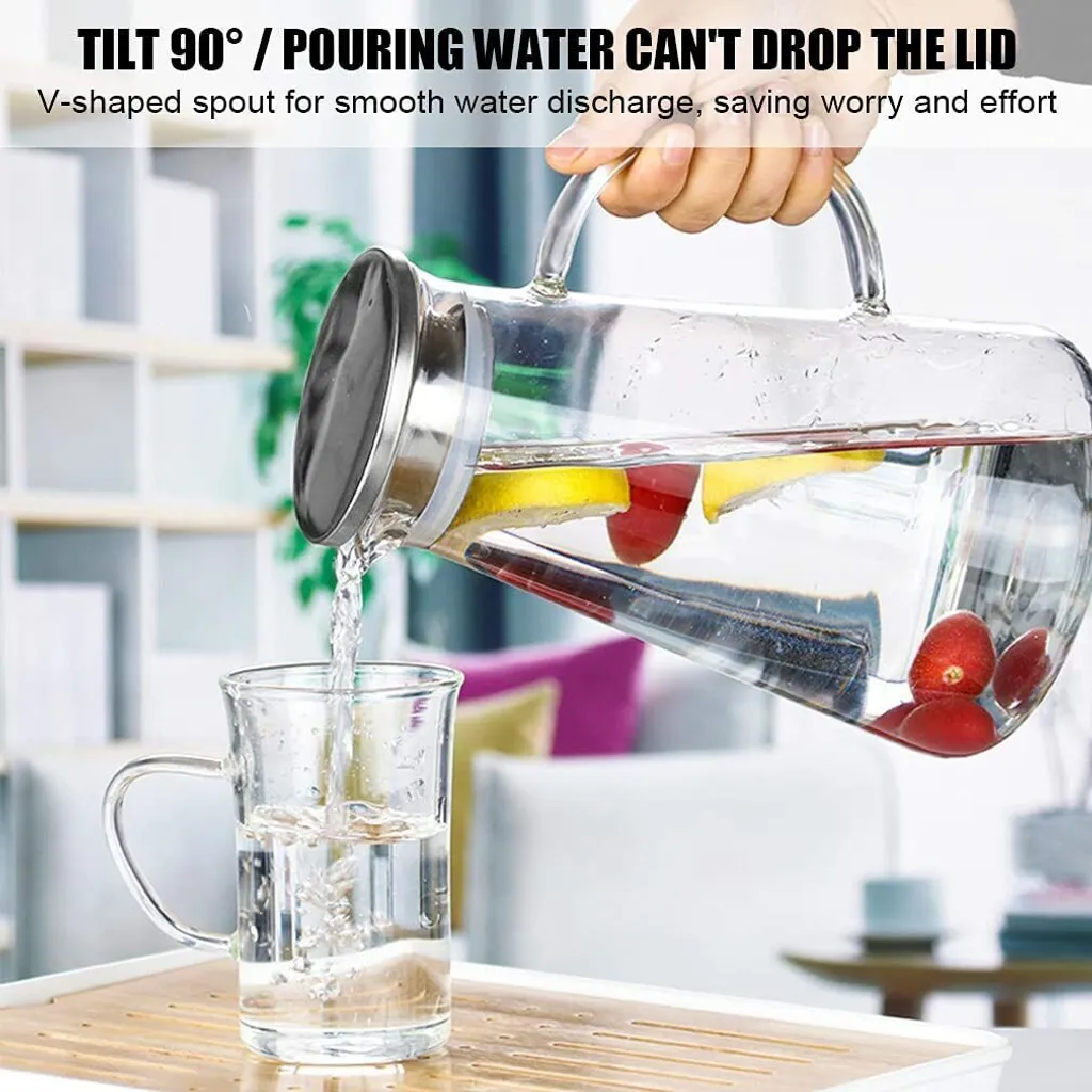 1500ml Wasserkaraffe Wasserkrug Karaffe Glaskrug Glaskaraffe Mit Edelstahl Filter Glas Kaltwasserkocher Karaffen 4 1500ml Wasserkaraffe Wasserkrug Karaffe Glaskrug Glaskaraffe Mit Edelstahl Filter Glas Kaltwasserkocher Karaffen – Bild 4