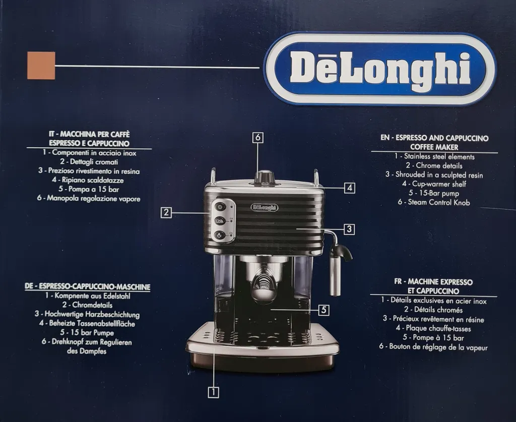 De'Longhi DeLonghi ECZ351BK Scultura Espressomaschine Siebträger Schwarz 4 De'Longhi DeLonghi ECZ351BK Scultura Espressomaschine Siebträger Schwarz – Bild 4