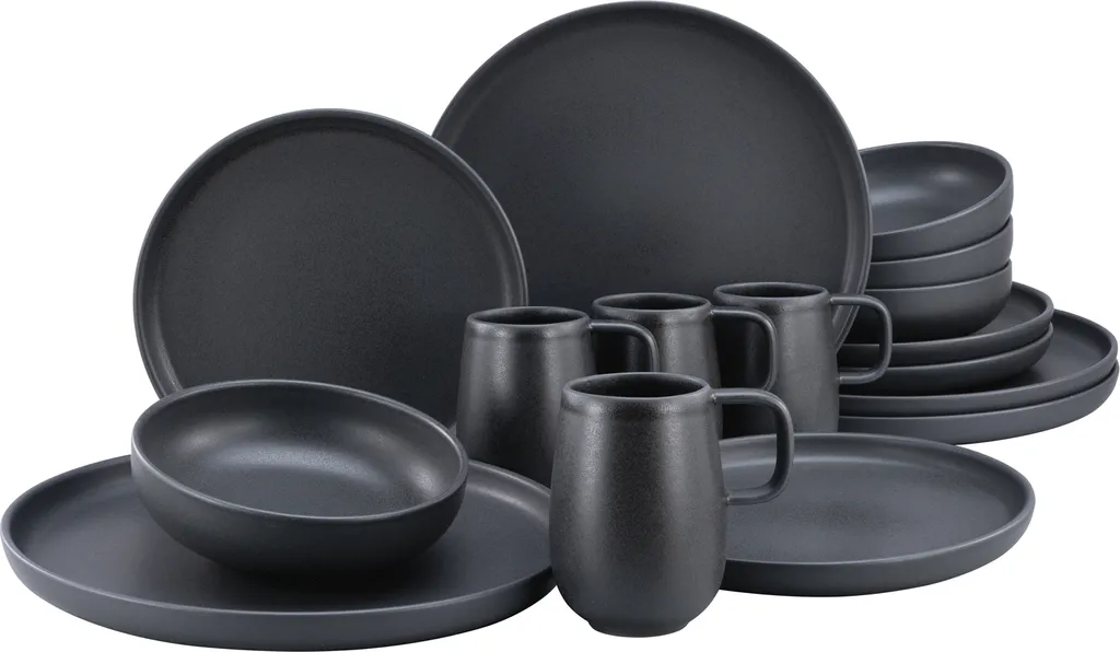 CreaTable 22978 Kombiservice Uno BLACK Für 4 Personen, Steinzeug, Schwarz (1 Set, 16-teilig) 1 CreaTable 22978 Kombiservice Uno BLACK Für 4 Personen, Steinzeug, Schwarz (1 Set, 16-teilig)