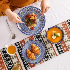 Vancasso Tafelservice Porzellan, Mandala 16 Teiliges Essgeschirr Kombiservice, Handbemaltes Geschirrset Für 4 Personen, Böhmischer Stil -Küche Produkt Geschäft 754df4060bca7c436160a9519c900fd1