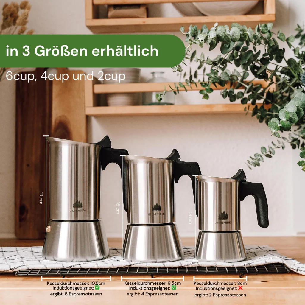 Espressokocher Edelstahl 4 Tassen Induktion / Mokkakanne Inkl. Ersatzdichtung / Mokkakocher (200ml Füllmenge) 5 Espressokocher Edelstahl 4 Tassen Induktion / Mokkakanne Inkl. Ersatzdichtung / Mokkakocher (200ml Füllmenge) – Bild 5