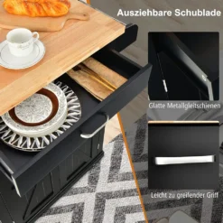 COSTWAY Küchenwagen Auf Rollen, Servierwagen Mit Arbeitsplatte & Handtuchhalter & Schublade & Gewürzregal, Kücheninsel Holz, Küchenschrank Rollbar, Für Küche, Esszimmer Und Bar (Schwarz) 9 COSTWAY Küchenwagen Auf Rollen, Servierwagen Mit Arbeitsplatte & Handtuchhalter & Schublade & Gewürzregal, Kücheninsel Holz, Küchenschrank Rollbar, Für Küche, Esszimmer Und Bar (Schwarz) -Küche Produkt Geschäft 8098ffe38d937c8e1f089b74eb484626