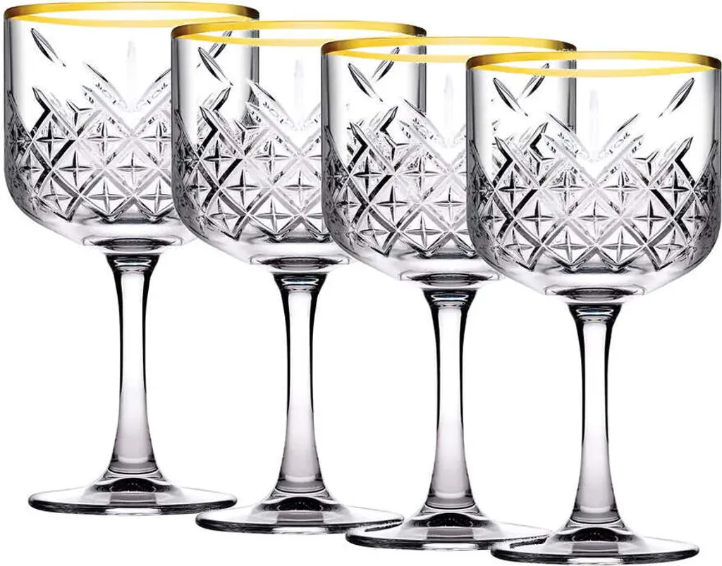 Pasabahce Timeless Golden Touch Kelchgläser 4er Set, Weingläser, 330ml 2 Pasabahce Timeless Golden Touch Kelchgläser 4er Set, Weingläser, 330ml – Bild 2