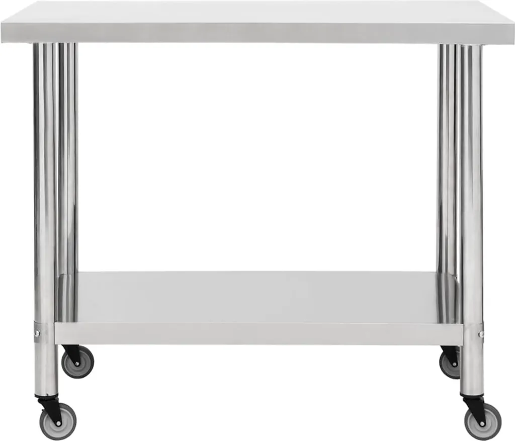 VidaXL Küchen-Arbeitstisch Mit Rollen 100x60x85 Cm Edelstahl 3 VidaXL Küchen-Arbeitstisch Mit Rollen 100x60x85 Cm Edelstahl – Bild 3