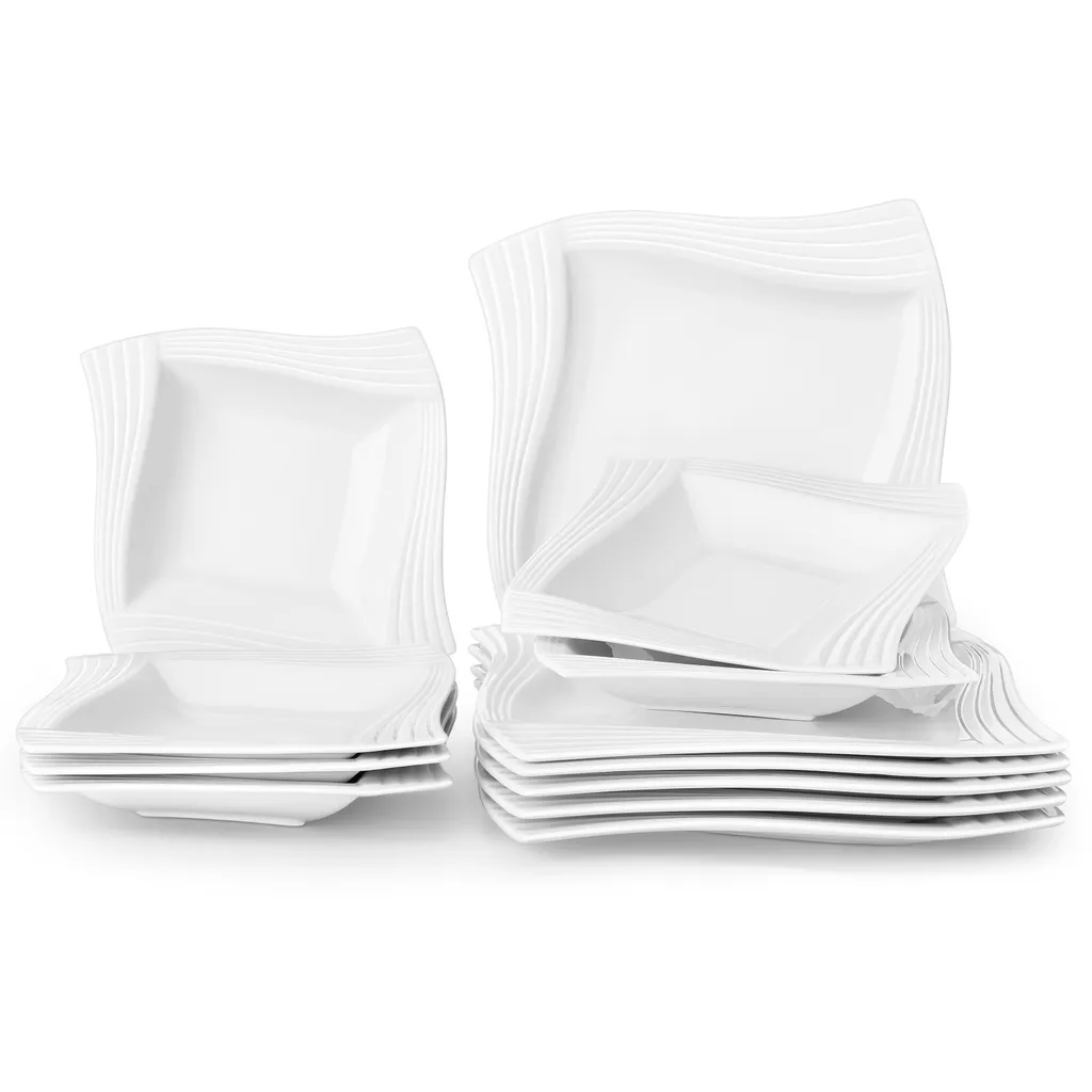 MALACASA, Serie Amparo, Cremeweiß Porzellan Tafelservice 12 Tlg. Set Speiseteller Und Suppenteller Geschirrset Für 6 Personen 1 MALACASA, Serie Amparo, Cremeweiß Porzellan Tafelservice 12 Tlg. Set Speiseteller Und Suppenteller Geschirrset Für 6 Personen