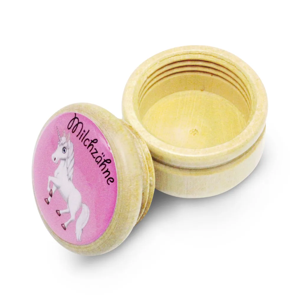 Milchzahndose Einhorn Zahndose Milchzähne Bilderdose Aus Holz Mit Drehverschluss 44 Mm ( Einhorn ) - 7011 2 Milchzahndose Einhorn Zahndose Milchzähne Bilderdose Aus Holz Mit Drehverschluss 44 Mm ( Einhorn ) - 7011 – Bild 2