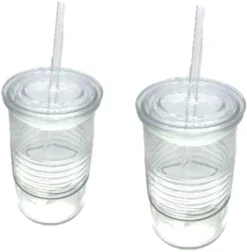 Glasbecher Mit Deckel & Glashalm, 4er Set 440 Ml, Spülmaschinenfest, Trinkglas, Transparent -Küche Produkt Geschäft 846e692ee9323019d8f2026826acf6aa