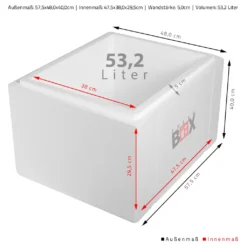 Styroporbox 53W | Wand: 5,0cm | Volumen: 53,2L | Innenmaß:47x38x29cm | Weiß Isolierbox Thermobox Kühlbox Warmhaltebox 11 Styroporbox 53W | Wand: 5,0cm | Volumen: 53,2L | Innenmaß:47x38x29cm | Weiß Isolierbox Thermobox Kühlbox Warmhaltebox -Küche Produkt Geschäft 87598cfea9e459ac2b06ad32bcb99f06