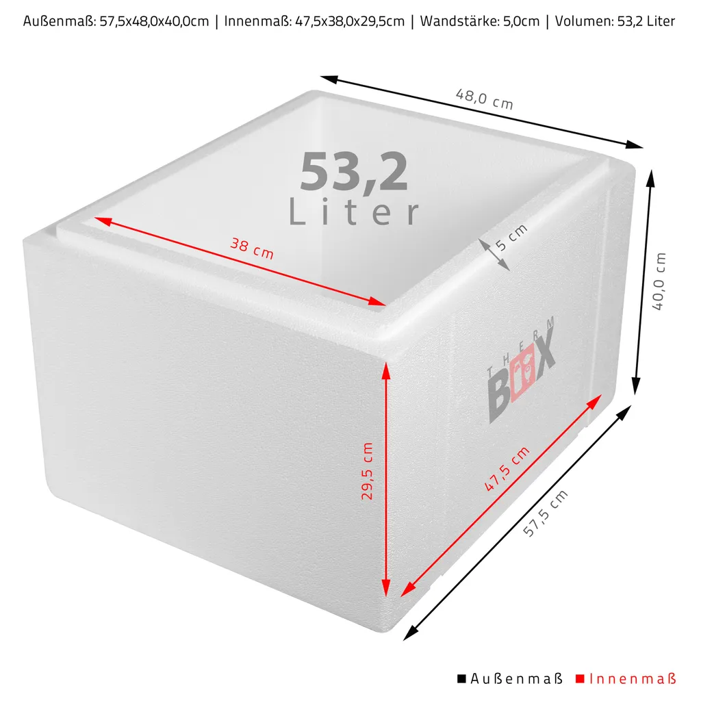 Styroporbox 53W | Wand: 5,0cm | Volumen: 53,2L | Innenmaß:47x38x29cm | Weiß Isolierbox Thermobox Kühlbox Warmhaltebox 3 Styroporbox 53W | Wand: 5,0cm | Volumen: 53,2L | Innenmaß:47x38x29cm | Weiß Isolierbox Thermobox Kühlbox Warmhaltebox – Bild 3