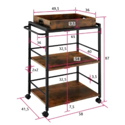Tectake Servierwagen Worcester 65x41,5x87cm - Industrial Dunkelbraun -Küche Produkt Geschäft 88464cf128b8f4da9bb8a0a5a7eafcd7