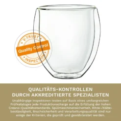 Creano Doppelwandige Gläser 400ml „DG-Bauchig“, 4er Set, Großes Thermoglas Doppelwandig Aus Borosilikatglas, Kaffeegläser, Teegläser, Latte Gläser, Doppelwandgläser -Küche Produkt Geschäft 887796dac69dbb4822d5bb9f23a63f32