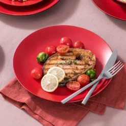 Vancasso Tafelservice Steinzeug, Allegro 16 Teiliges Essgeschirr Kombiservice, Handbemaltes Geschirrset Für 4 Personen, Vintage Rot -Küche Produkt Geschäft 88b68b81633c725b4c801202599a94dc